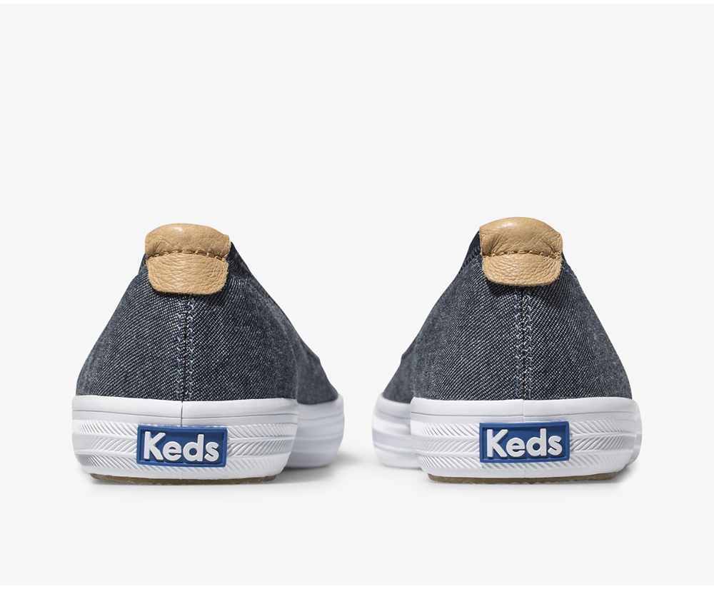 Keds Womens Slip Ons Navy - Bryn Chambray - 692IFKSXT